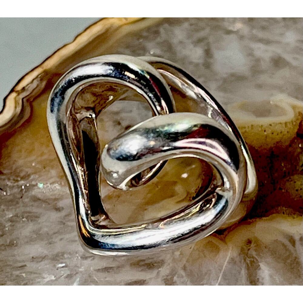 Indigo Falls 925 Sterling Electroform Heart Statement Ring Pendant Sz 7.5-8 - Picture 9 of 16